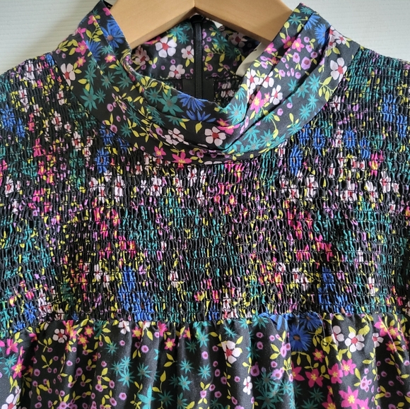 MUNTHE Correct Black Floral Smocked Dress Organic - Picture 5 of 15